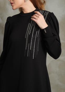 ŞEBBOY OYSHO KUMAŞ ELBİSE SİYAH ŞEBBOY OYSHO KUMAŞ ELBİSE SİYAH