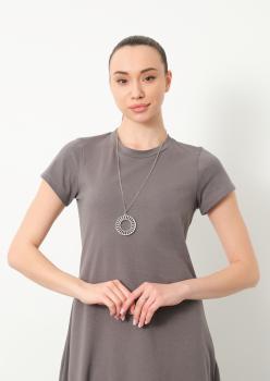 Pamuk Penye İç Elbise Koyu Gri Kısa Kol Pamuk Penye İç Elbise Koyu Gri Kısa Kol
