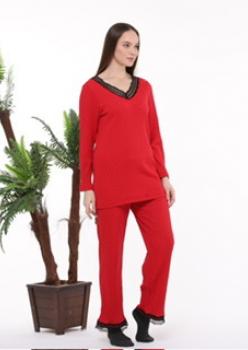 Kırmızı puanlı pamuk pijama takımı Kırmızı puanlı pamuk pijama takımı