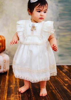 Kız Bebek Elbise Beyaz (Ekru) AK0012