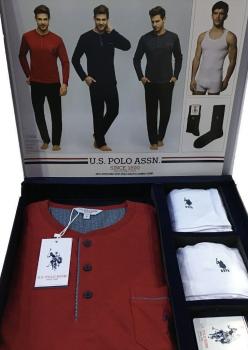 U.S. Polo Assn. Çamaşırlı Pijama Seti Damat Pijama Takımı